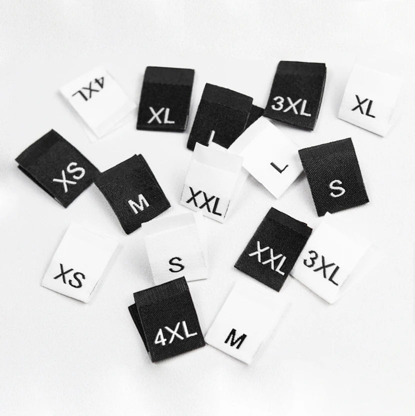 Garment Weaving Collar Label Making Black White Clothing Label Folding Woven Size Label