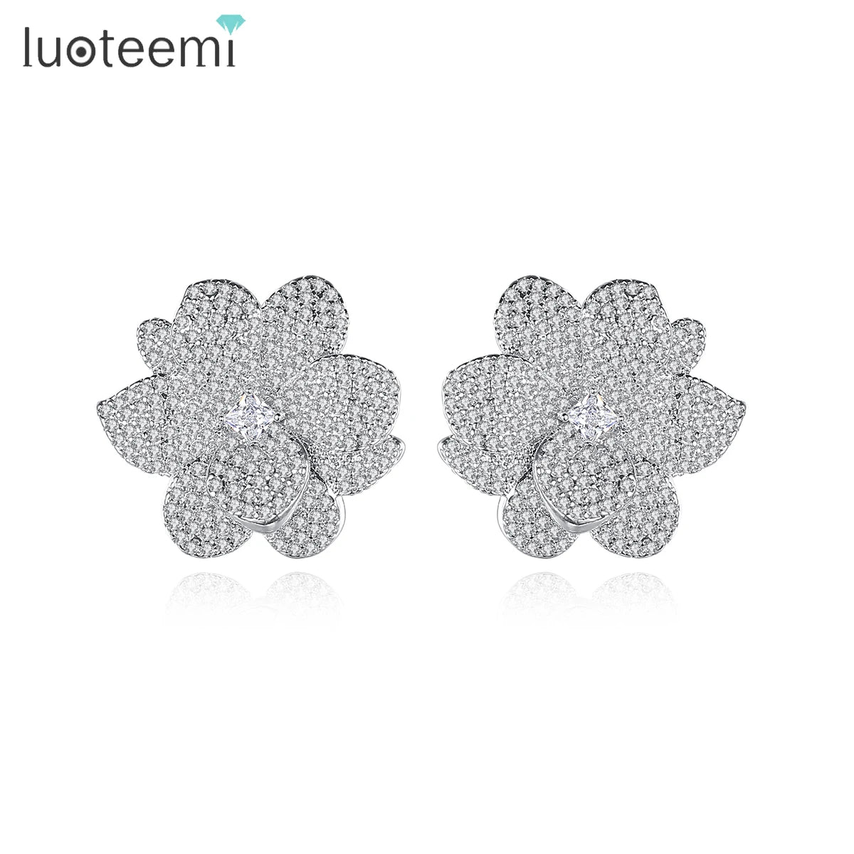 LUOTEEMI Plant Earing Fashion Earring Zircon Brand Woman Stud High End Latest Simple Modern Summer Ear Ring