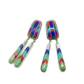 Gemstone Earrings spiny oyster Turquoise mosaic  925 Sterling Silver