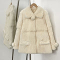 OFTBUY 2025 Ladies Winter Jacket Elegant Casual Outerwear Thick Warm Fluffy Rabbit Fur Coat Cotton Filling Streetwear Fashion