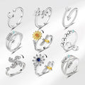 Hot Sale Stackable Spinner Anxiety Adjustable Cubic Zirconia Flower Butterfly Sunflower Fidget Ring for Women