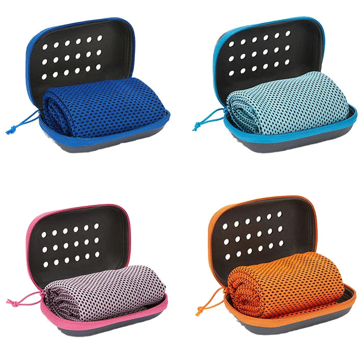 Cooling Microfiber Sport Towel Quick-Dry Gym Fitness Workout Towel Woven Printed Techniques Compressed Ice Logo Camping