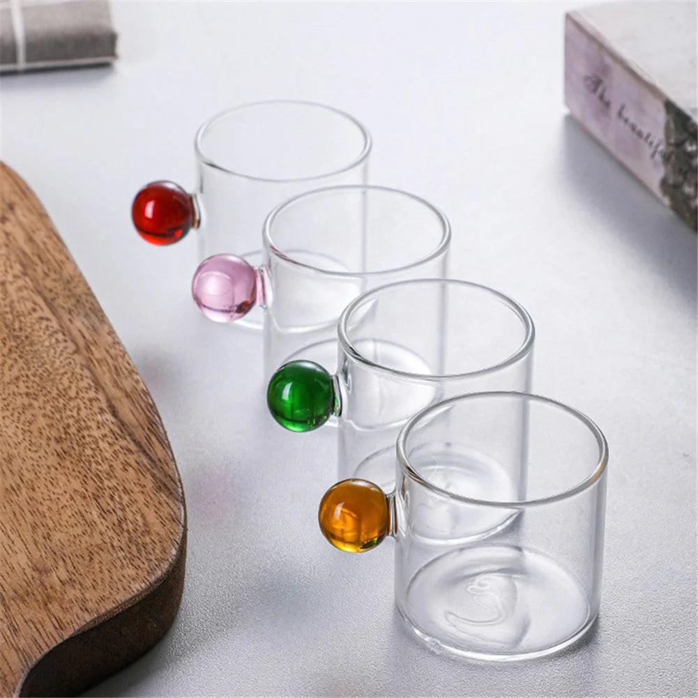 Wholesale Custom Clear Glass Tea Cup High Borosilicate Glass Water Cup With Colorful Handle