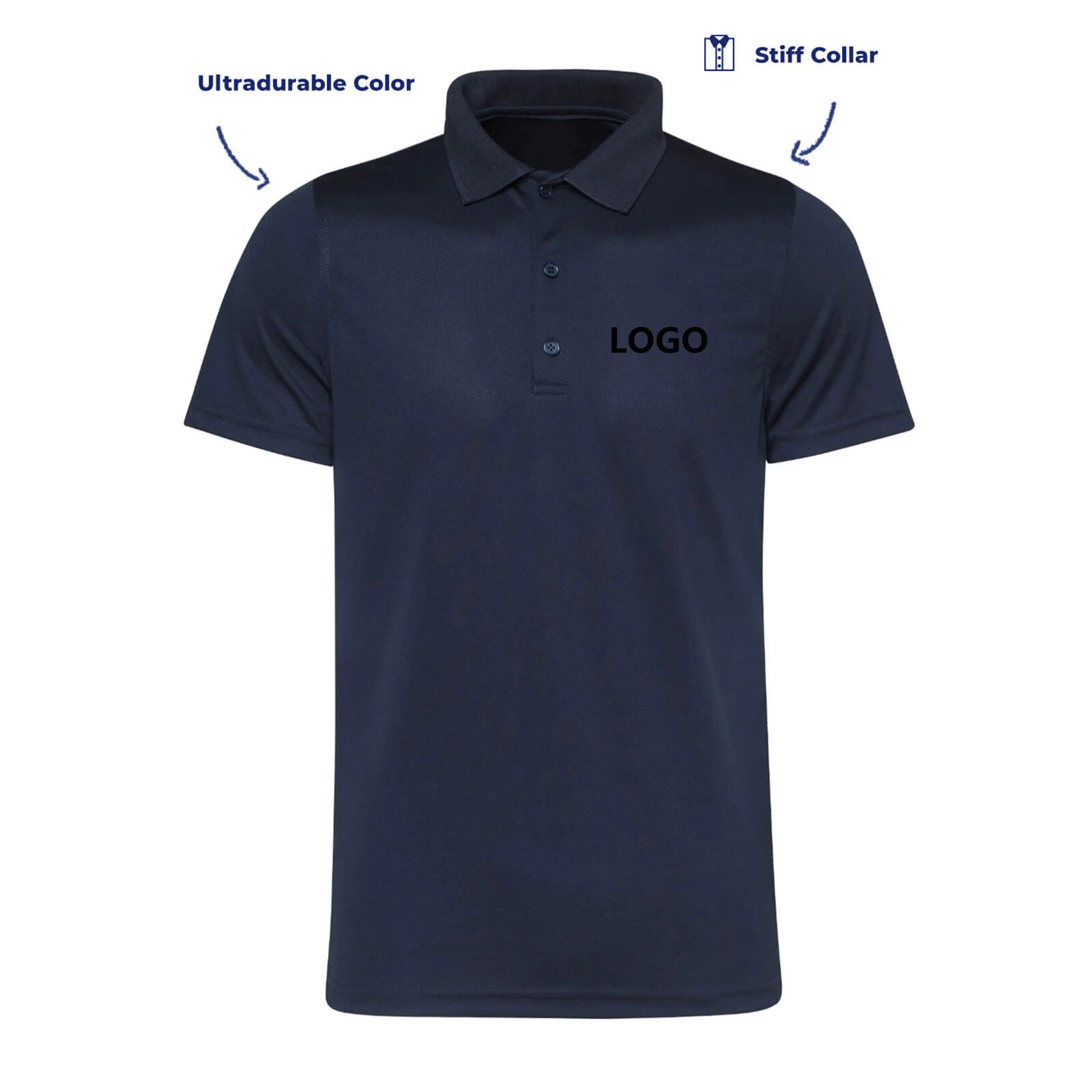 Men's Button-Down Dry Fit Golf for Shirt 100% Polyester Corporate Uniform Breathable Workwear