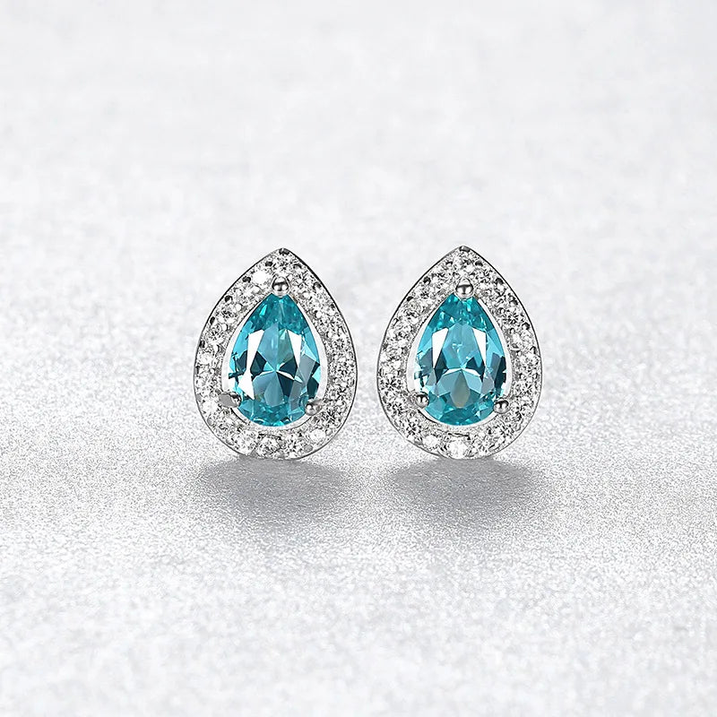 High Quality Custom Earrings Sterling Silver 925 Jewelry Full-gem Waterdrop Stud Earrings