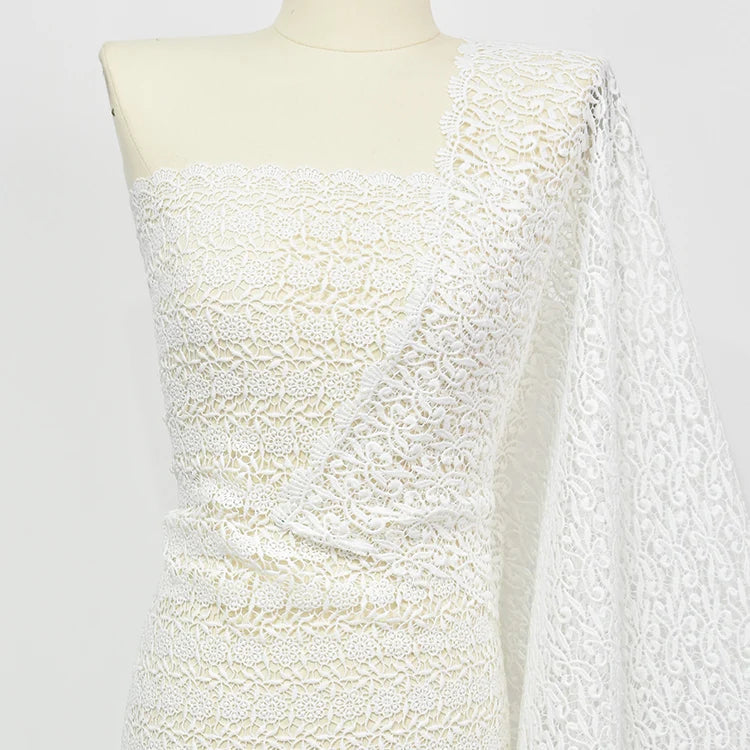 Wholesale Net Nigerian Wedding Lace Fabric African White Water Soluble Cord Lace Fabric