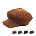 Wholesale Cheap Winter Autumn Octagonal Flat Beret Newsboy Cap Corduroy Beret Painter Hat for Women