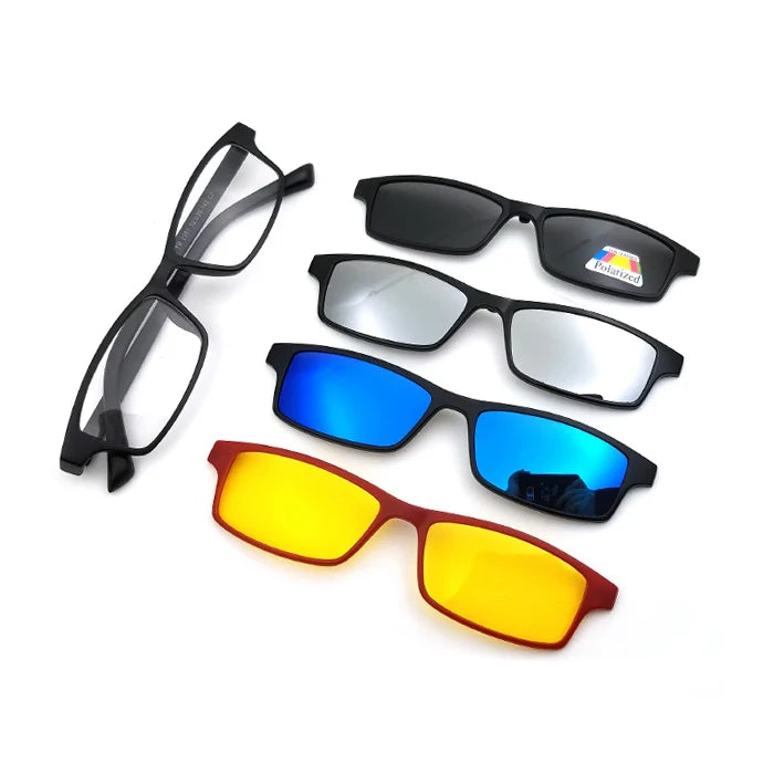 High Quality 4-in-1 Magnetic Photo Gray Polarized Clip-On Sunglasses Eyewear Optics Sunglasses