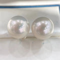 SC Birthday Gift Source Factory Drop Shipping Real 18K Gold Needle Freshwater 12mm Big White Edison Pearl Stud Earrings Women