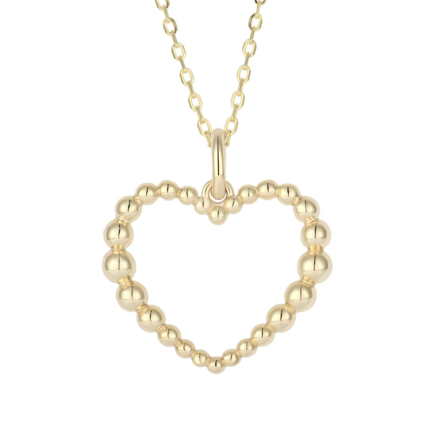 High Quality Chic Gold Plated 925 Sterling Silver Beaded Heart Pendant Necklace for Women