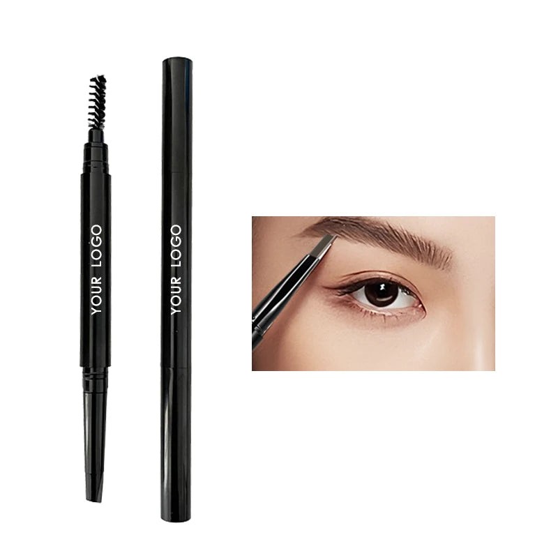 Waterproof Eyebrow Pencil Black Dark Brown 2 in 1 Eyebrow Pencil Cosmetic Long Lasting Eyebrow Pen
