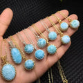 Handmade Wire Wrapped Spiritual Chakra Crystal Healing Stone Natural  Larimar Pendant for Enhancing Energy and Mood