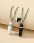 Stainless Chain Heart Wish Making Pendant Natural Stone Necklace for Lover Couple 2pcs/set SN027