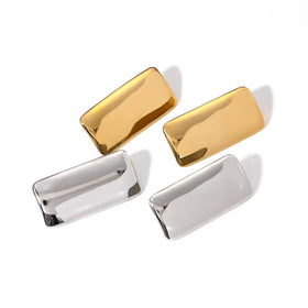 Chunky Bright Metal Waterproof Jewelry Unusual Earrings Stainless Steel Big Geometric Rectangle Earrings