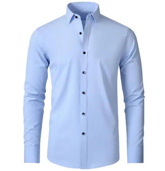 Men's Shirt Non-ironing Long-Sleeved Stretch Business Shirts High-quality Wedding Shirt  Solid Color Office Wear