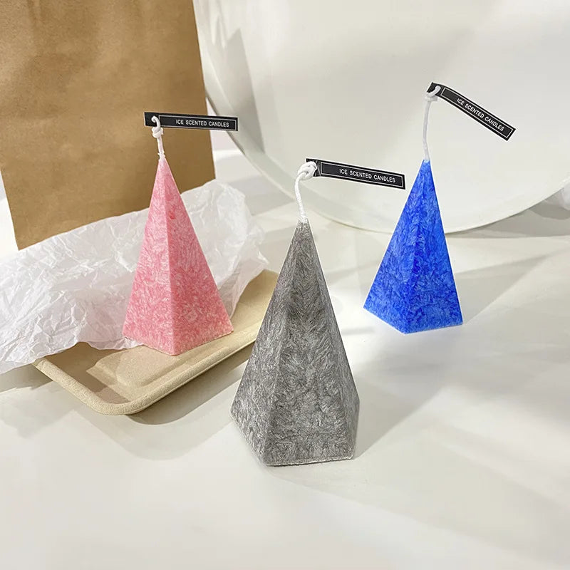 European-style Geometric Cone-shaped Iceberg Scented Candle Home Decoration Handmade Soy Wax Romantic Dinner Prop