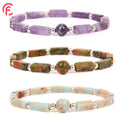 Natural Stone Bracelet Natural Crystal Stone Amethyst tiger Eye Beaded Bracelet for Men and Women