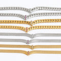 Joolim Jewelry 18K Gold Plated Clear Red Zirconia Herringbone Band Chain Necklace Stainless Steel Jewelry Wholesale