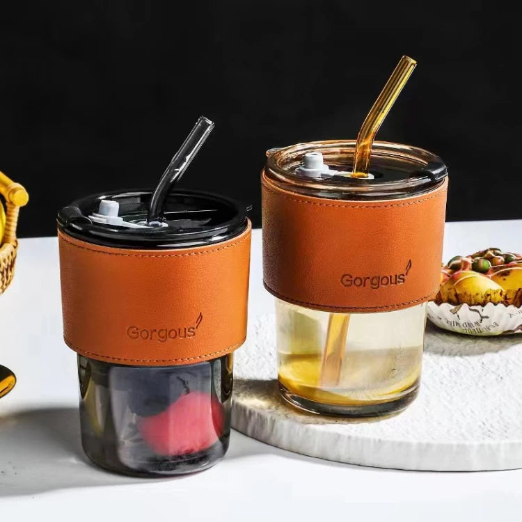 Wholesale Factory Direct Supply New Summer Creative Water Thickened Glass Cup With Lid Straw