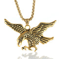 American Hiphop Stainless Steel Gold Plated Eagle Men Bird Necklace Golden Eagle Charm Pendants for Graduate Gift Best Wishes
