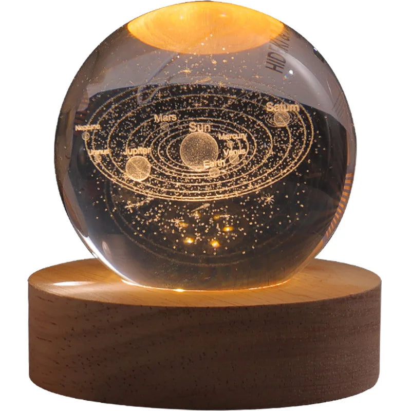 Creative Luminous Crystal Ball Polished Galaxy Night Light for Bedroom Bedside Table Top Decoration Gift Idea