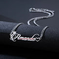 Personalized Crown Name Necklace Pendant Rose Stainless Steel Chain Necklace Gift Customized Accessories Jewelry