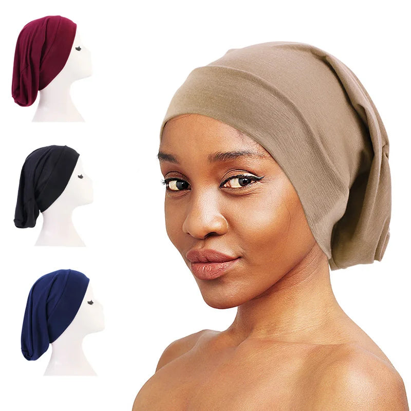 GTOP Wholesale Custom Logo Hair Accessories Muslim Solid Color Slouchy Baggy Chemo Caps Beanie Sleeping Beanies for Women