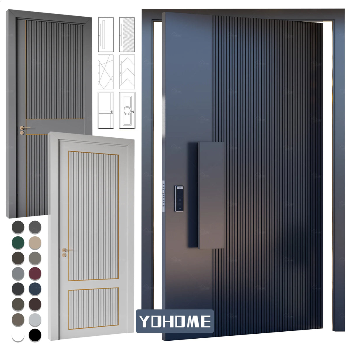 Australian Modern Style Pivot Bulletproof Doors for Houses Security Exterior Aluminum Doors Home Entrance Security Door MegaBDM