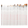 A Set of 18pcs Hot Selling Clear Acrylic Handle Nail Brush Kit with High Quality PET Nylon Hair Liner Brush for Nail Salon BW6