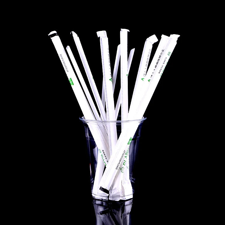 Individual Wrap Paper 100% Biodegradable Pla Cornstarch Straw Customized logo