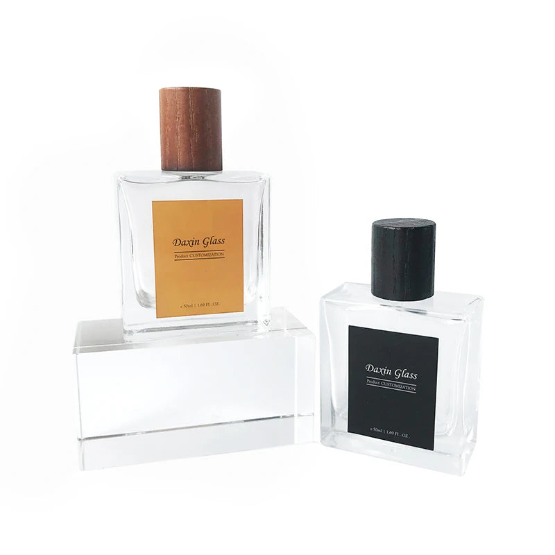 Empty Refillable Replacement Glass Perfume Bottle Transparent Square Cologne Atomizer 50ml Portable Perfume Atomizer Containers