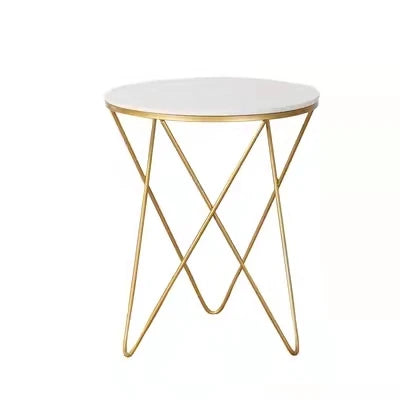Modern Designed Marble Top Coffee Table With Gold Powder Coated Iron Leg Trendy Side Table Coffee Marble Top Dining Table