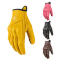 Retro Leather Motorcycle Gloves Vintage Men Women Moto Cycling Spring Gloves Motorbike Motocross ATV Motor Gloves Brown Yellow