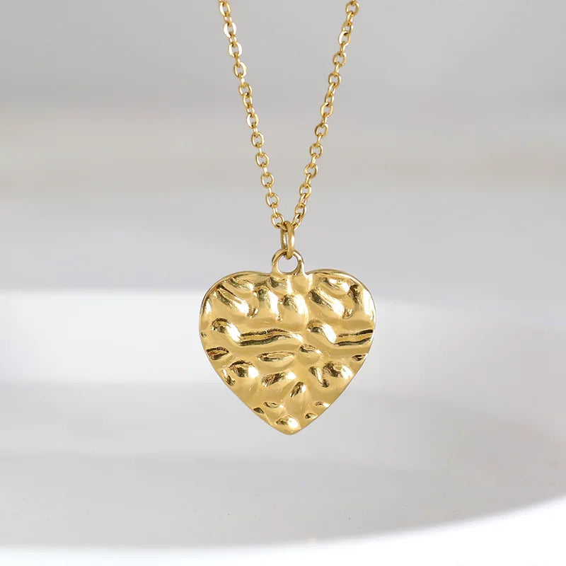BM Hypoallergenic Jewelry Gift Stainless Steel Gold Heart Pendant Necklace for Female