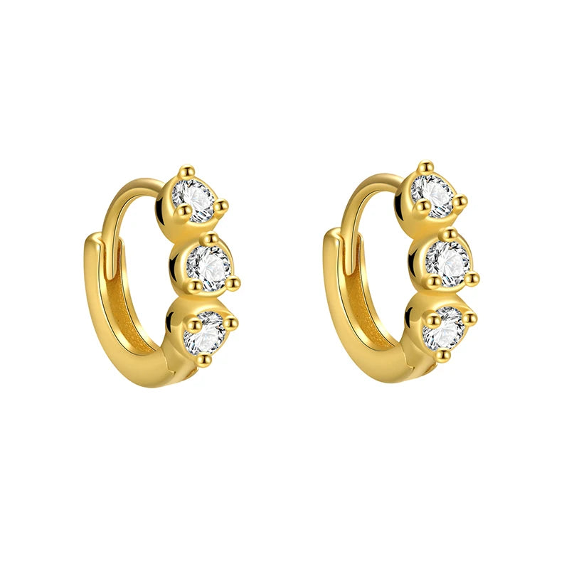 925 Sterling Silver Hoop Earrings for Women Fashionable Simple Shiny Zircon Elegant Chic for Everyday Life Weddings Gold Gifts