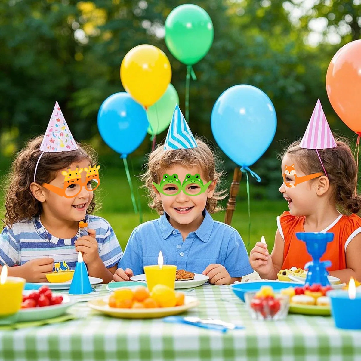 6pcs Animal Themed Paper Glasses  Children's Birthday Party Decorations Zoon Birthday Party Decorations Party Photography Props