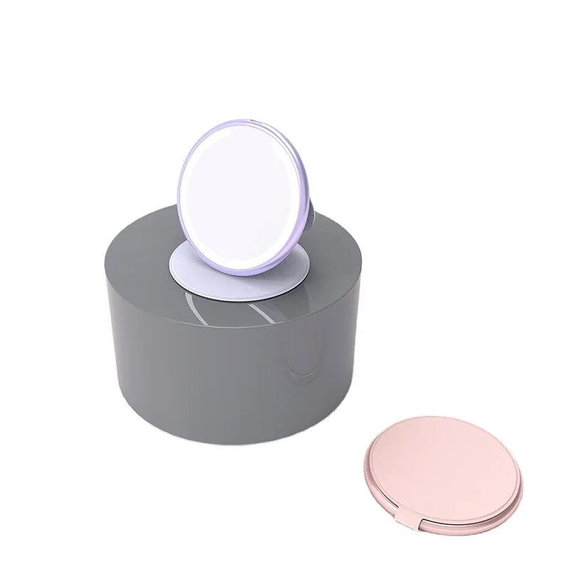 Factory Promotes Metal Leather Makeup Pocket Mirrors with LED Lighting for Makeup Mirrors