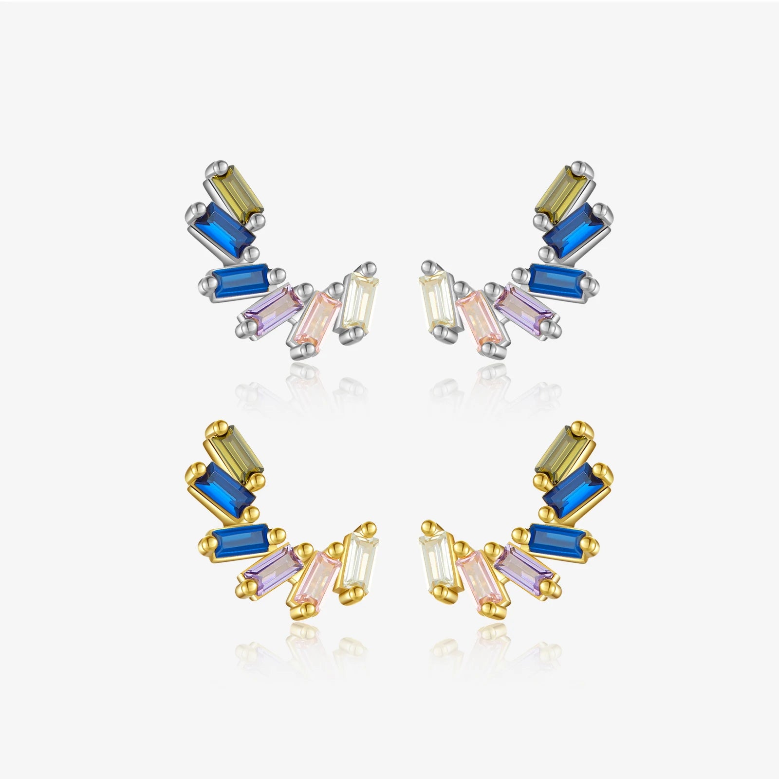 FUAMAY 925 Sterling Silver Asscher Cut Zircon Earrings Rainbow Cubic Zirconia Earrings