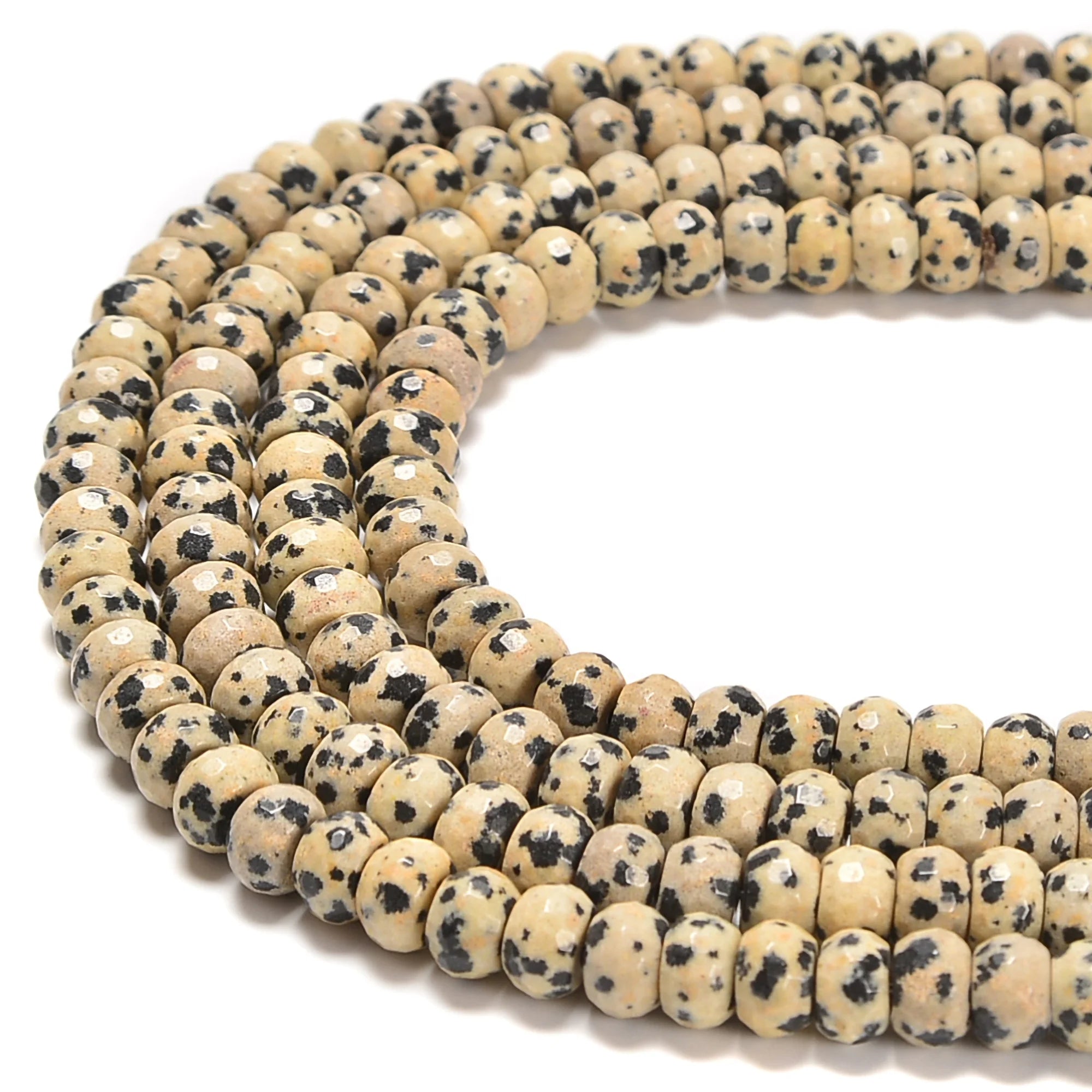 Hot Sale Dalmatian Stone Faceted Rondelle Gemstone Loose Beads Size 5x8mm for Jewelry Making