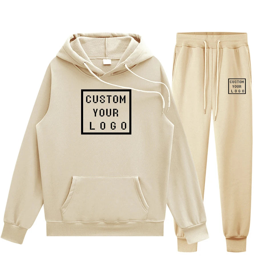 Wholesale Fall Casual Fleece Oversized Unisex Men's Hoodie Long Sleeve Suit Jogging Men's Sweatshirt 2 Sets Men's Wear