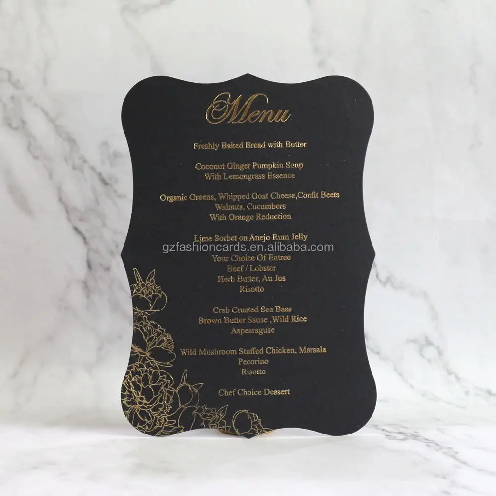 Creative 5X7 Inches Black/White Acrylic Menu With Gold Wording Bar Restaurant Wedding Dinner Acrylic Menu Card