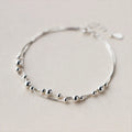 New Fashion 925 Sterling Silver Round Beads Bracelet Women Simple Double Layer Chain Bracelet for Gift