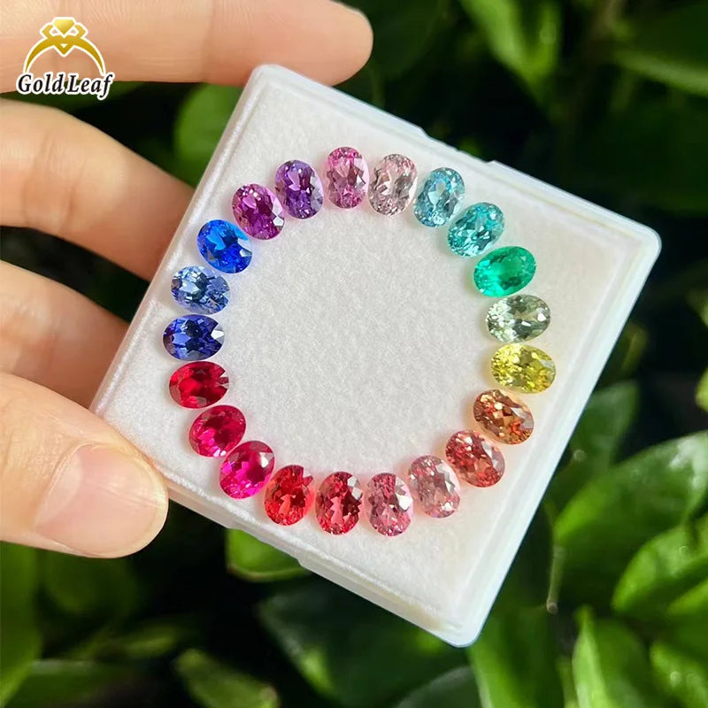 Goldleaf RTS Wholesale Oval Cut Plating Full Multicolor Moissanite Diamond with GRA Certificate Moissanite Loose Gemstones