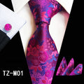 Custom Wholesale Fashion Business Wedding Necktie Red Jacquard Men Silk Tie Neckties Set Hanky Cufflinks Pocket Square