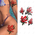 Flower CalligraphyTiger Lion Temporary Tattoos Body Art Arm 3D Long Lasting Realistic Fake Tattoo Sleeve Stickers for Adults