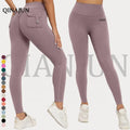 High-Waisted Women's Gym Workout Pants Quick Dry High Waisted Yoga Leggings With Pockets Solid Spandex/Nylon Fitness Clothing