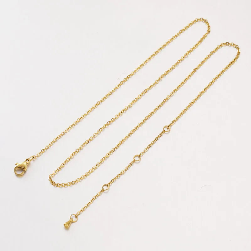 Hypoallergenic DIY Necklace Chain in Bulk 1.5 mm Gold Stainless Steel Three-Speed Adjustable Cross Pattern Jewellery for Gift