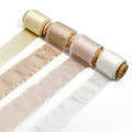 Raw Edge Christmas Ivory Silk Like Frayed Chiffon Fringe Ribbon Silk Satin Frayed Ribbon for Gift Wrapping
