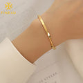 Minimalist Fashion Jewelry Open Adjustable 18K Gold Plated Stainless Steel Twisted Cuff Bangle Bracelet