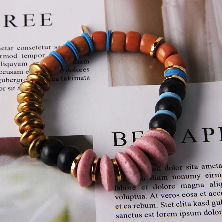 Popular Natural Stone Beads Bracelet Making Kits Women Thick Colorful Women's Beaded Bracelets